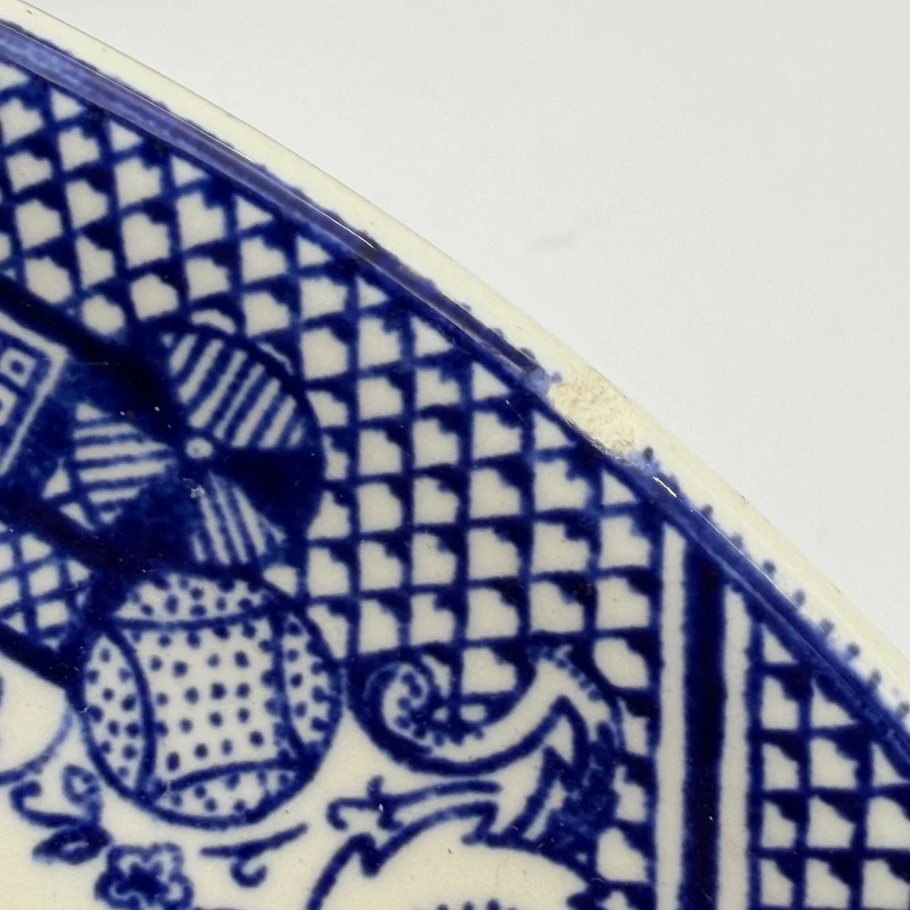 Vintage Blue Willow Blue and White Transferware Ceramic Sandwich Plate 9